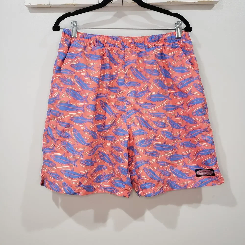Vineyard Vines Fish Print Chappy Swim Trunks Large